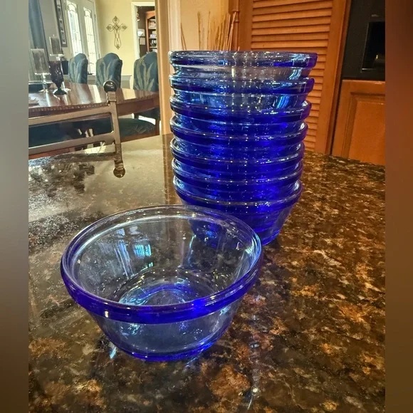 Vintage Set of 8 Anchor Hocking 463 Cobalt Blue Glass 6 oz Custard Cups - Picture 7 of 7